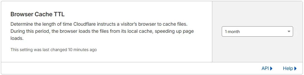 Caching → Configuration → Browser Cache TTL