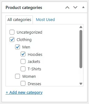 Товар привязан ко всем уровням категорий
