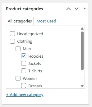 Товар привязан только к конечной категории